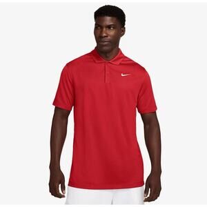 Nike Dri-Fit Polo Shirt Men's Small Red Golf CU9792-657 Check Embroidered NEW